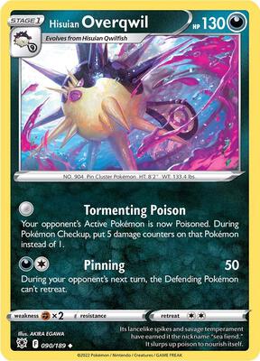 Hisuian Overqwil (90) card from SWSH10: Astral Radiance
