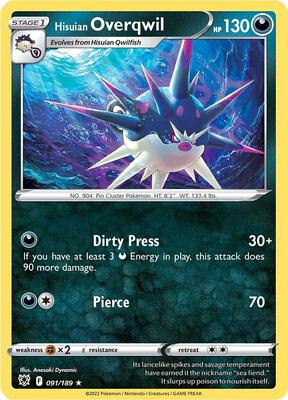 Hisuian Overqwil (91) card from SWSH10: Astral Radiance