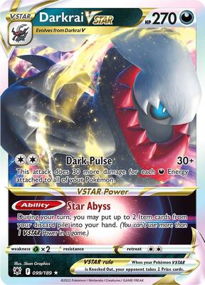 Darkrai VSTAR card from SWSH10: Astral Radiance