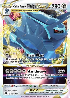 Origin Forme Dialga VSTAR card from SWSH10: Astral Radiance