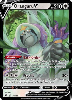 Oranguru V card from SWSH10: Astral Radiance