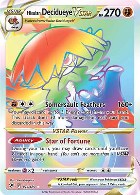 Hisuian Decidueye VSTAR (Secret) card from SWSH10: Astral Radiance