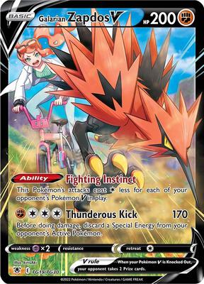 Galarian Zapdos V card from SWSH10: Astral Radiance Trainer Gallery