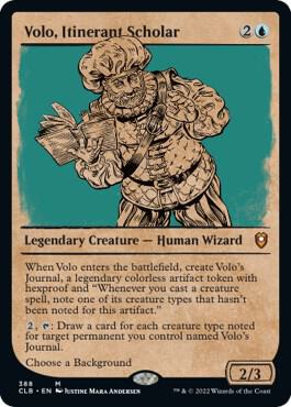 Volo, Itinerant Scholar (Showcase) card from Commander Legends: Battle for Baldur's Gate