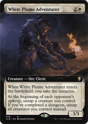 White Plume Adventurer (Extended Art) card from Commander Legends: Battle for Baldur's Gate
