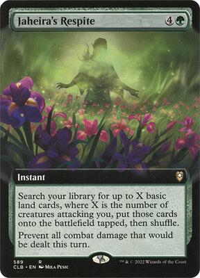 Jaheira's Respite (Extended Art) card from Commander Legends: Battle for Baldur's Gate