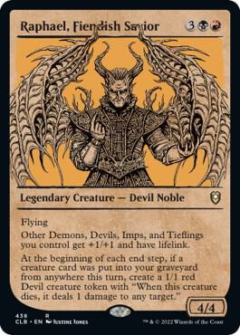 Raphael, Fiendish Savior (Showcase) card from Commander Legends: Battle for Baldur's Gate