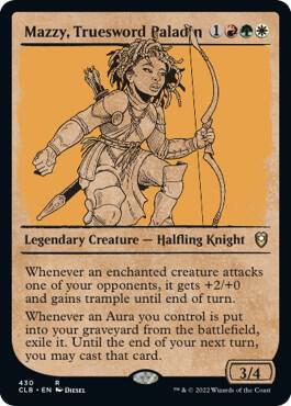 Mazzy, Truesword Paladin (Showcase) card from Commander Legends: Battle for Baldur's Gate