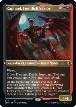 Raphael, Fiendish Savior (Foil Etched) card from Commander Legends: Battle for Baldur's Gate