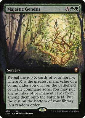 Majestic Genesis (Extended Art) card from Commander Legends: Battle for Baldur's Gate
