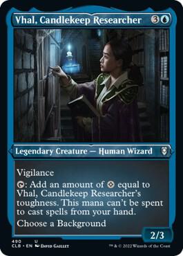 Vhal, Candlekeep Researcher (Foil Etched) card from Commander Legends: Battle for Baldur's Gate