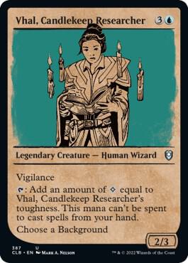 Vhal, Candlekeep Researcher (Showcase) card from Commander Legends: Battle for Baldur's Gate