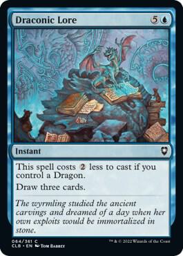 Draconic Lore card from Commander Legends: Battle for Baldur's Gate