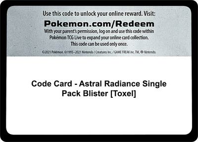 Code Card - Astral Radiance Single Pack Blister [Toxel] card from SWSH10: Astral Radiance