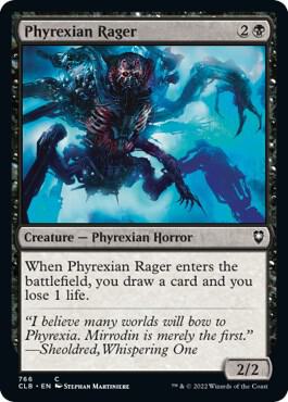 Phyrexian Rager card from Commander Legends: Battle for Baldur's Gate