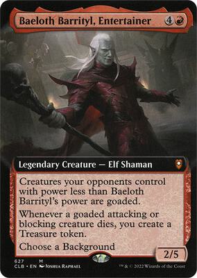 Baeloth Barrityl, Entertainer (Extended Art) card from Commander Legends: Battle for Baldur's Gate