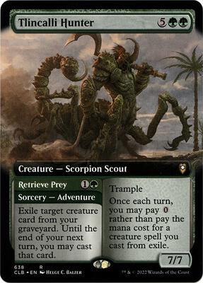 Tlincalli Hunter (Extended Art) card from Commander Legends: Battle for Baldur's Gate