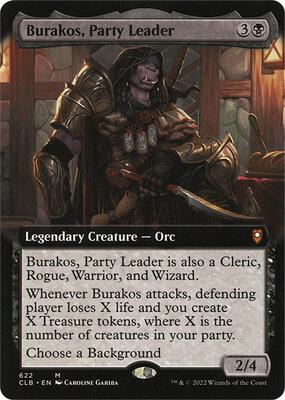 Burakos, Party Leader (Extended Art) card from Commander Legends: Battle for Baldur's Gate
