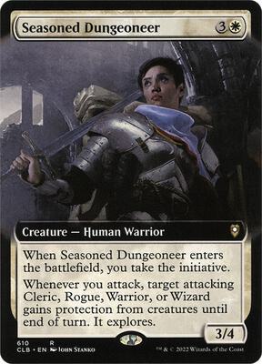 Seasoned Dungeoneer (Extended Art) card from Commander Legends: Battle for Baldur's Gate
