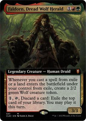 Faldorn, Dread Wolf Herald (Extended Art) card from Commander Legends: Battle for Baldur's Gate