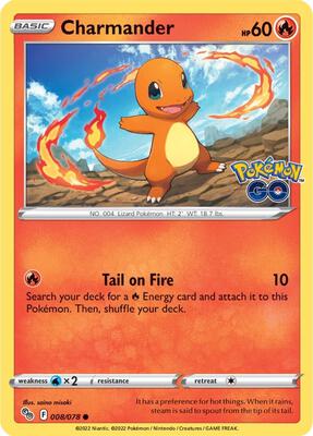 Charmander card from Pokemon GO