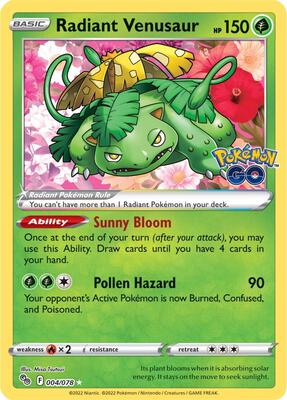 Radiant Venusaur card from Pokemon GO