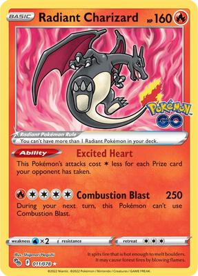 Radiant Charizard card from Pokemon GO