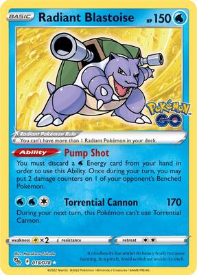 Radiant Blastoise card from Pokemon GO