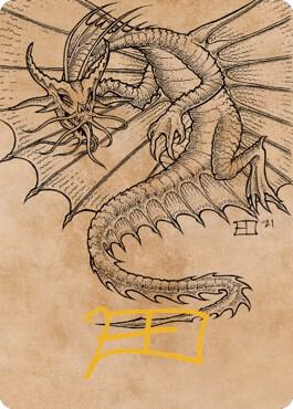 Ancient Gold Dragon Art Card (44/81) (Gold-Stamped Signature) card from Art Series: Commander Legends: Battle for Baldur's Gate