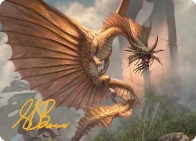 Ancient Gold Dragon Art Card (28/81) (Gold-Stamped Signature) card from Art Series: Commander Legends: Battle for Baldur's Gate