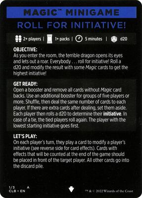 Magic Minigame: Roll for Initiative! card from Commander Legends: Battle for Baldur's Gate