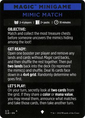 Magic Minigame: Mimic Match card from Commander Legends: Battle for Baldur's Gate