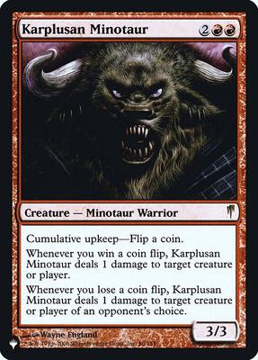 Karplusan Minotaur card from The List Reprints