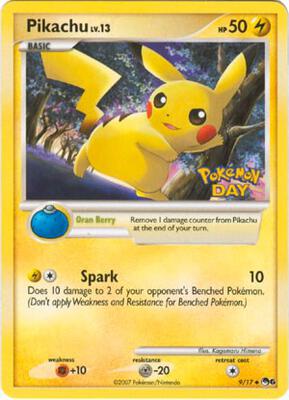 Pikachu (Pokemon Day Stamped) card from POP Series 6