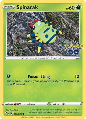 Spinarak card from Pokemon GO