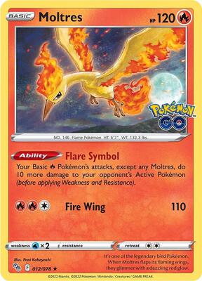 Moltres card from Pokemon GO