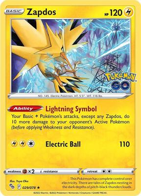 Zapdos card from Pokemon GO