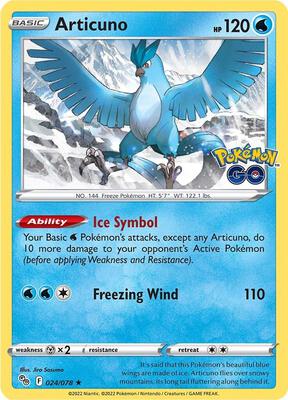 Articuno card from Pokemon GO