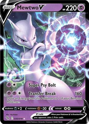 Mewtwo V card from Pokemon GO