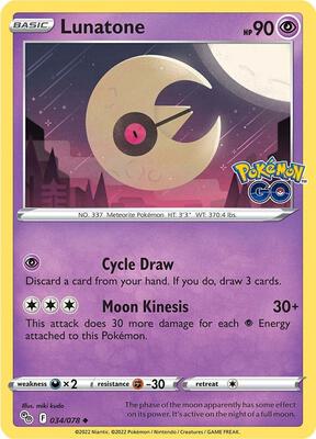 Lunatone card from Pokemon GO