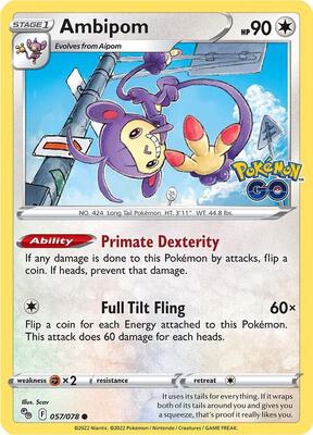 Ambipom card from Pokemon GO