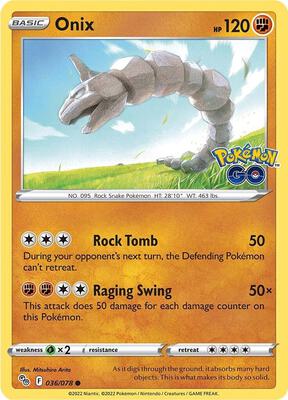 Onix card from Pokemon GO