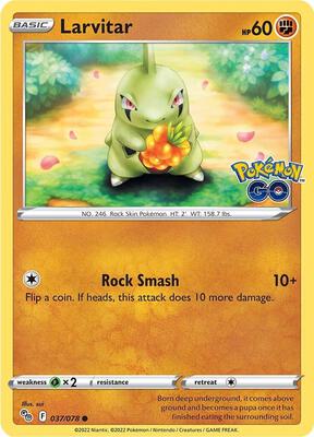 Larvitar card from Pokemon GO