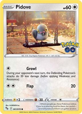 Pidove card from Pokemon GO