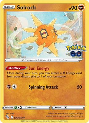 Solrock card from Pokemon GO