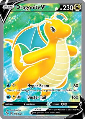 Dragonite V (Full Art) card from Pokemon GO
