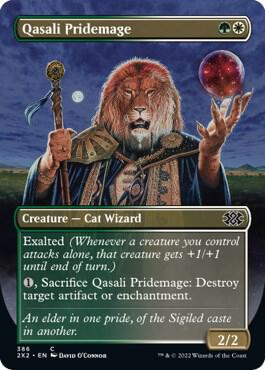 Qasali Pridemage (Borderless) card from Double Masters 2022