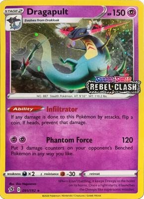 Dragapult - 091/192 [Rebel Clash] card from Miscellaneous Cards & Products