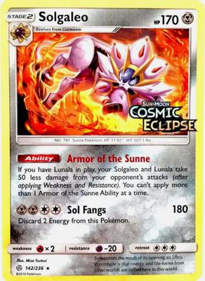 Solgaleo - 142/236 (Cosmic Eclipse Stamped) card from Miscellaneous Cards & Products