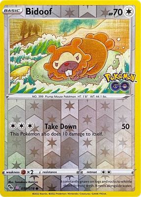 Bidoof (Peelable Ditto) card from Pokemon GO